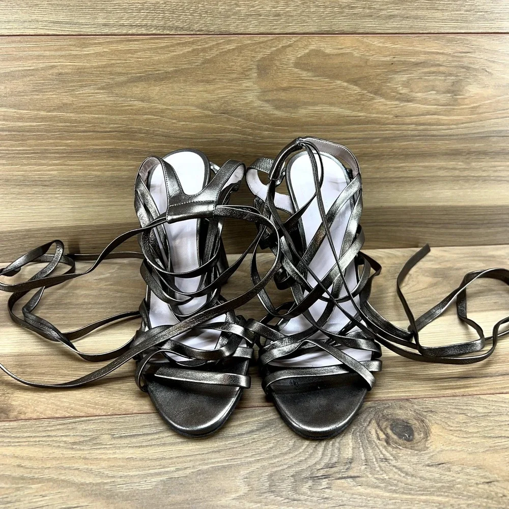 Jill Stuart 8.5 9 EU 39 Strappy Gladiator Tie Heels Bronze Leather
